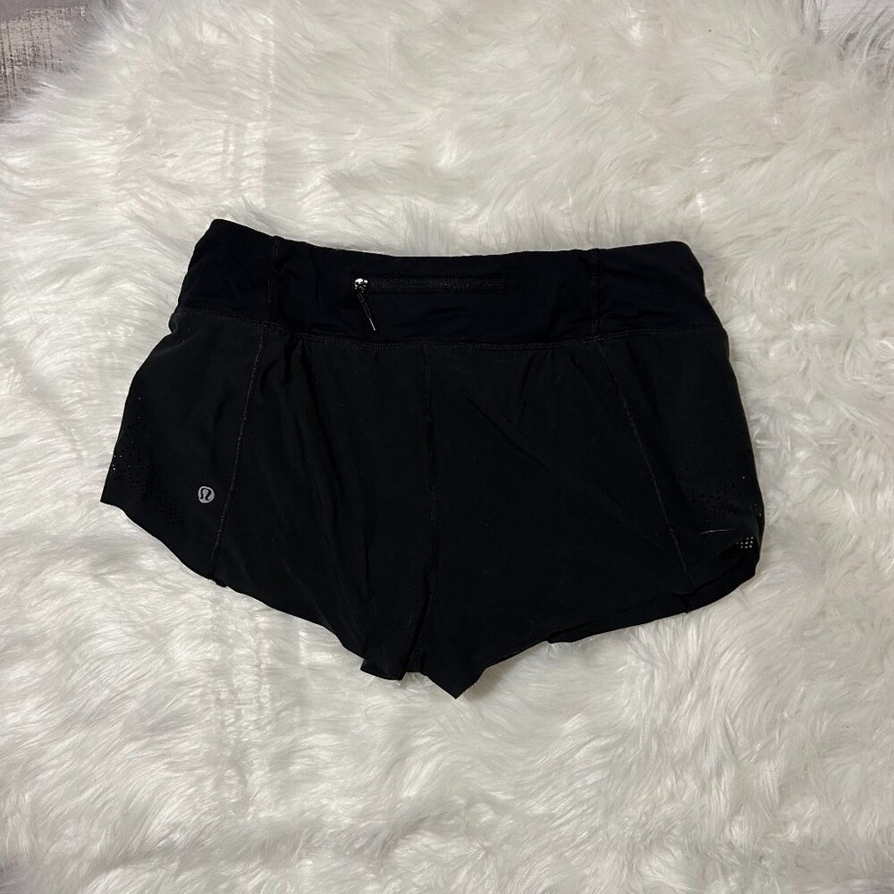 LULULEMON Black Athletic Workout shorts Zipper on back SIZE 8